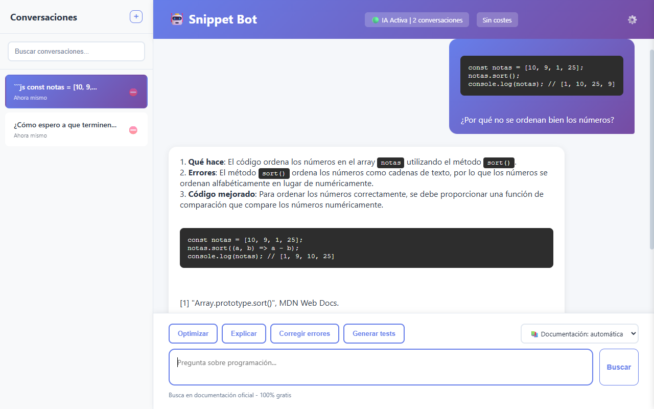 Análisis de un fragmento de código que usa sort() con números